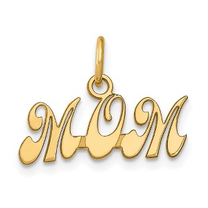 Black Bow Jewelry 14k Yellow Gold Fancy Script Mom Charm or Pendant, 20mm - 1 of 4