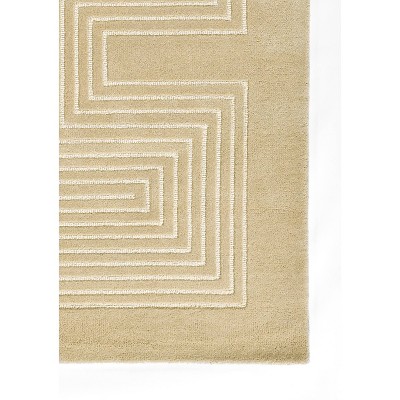 Momeni 5'x8' Simba Geometric Handtufted Area Rug Beige: Wool, Medium Pile, Abstract Pattern, Indoor Use