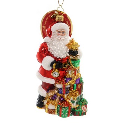 Christopher Radko 6.25" Present Pile-Up Santa Time Gifts  -  Tree Ornaments