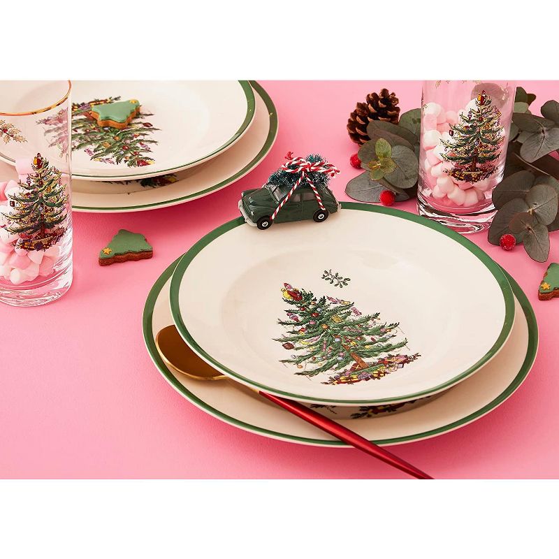 Spode Christmas Tree Collection Luncheon 4 Plates, 9 Inch Earthenware, Pasta & Salad Plate Set, Holiday Dishes, Dishwasher and Microwave Safe, 3 of 8