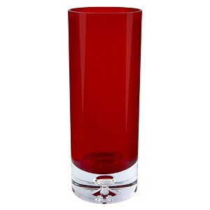 HomeRoots 11" Red Crystal Glass Cylinder Table Vase - 1 of 3