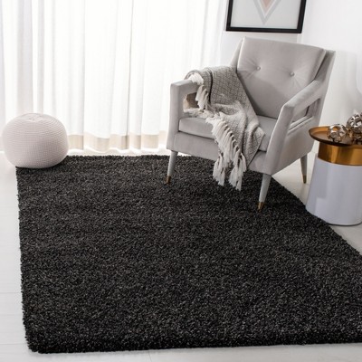 Charcoal Solid Shag Synthetic 4' x 6' Area Rug