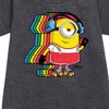 Girls' - Despicable Me Minions - Retro Rainbow Skater Graphic Short Sleeve Fleece Dress - 2 of 3