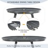 5-Piece Round Extendable Dining Table Set with 4 Chairs, Solid Wood Frame, Adjustable Table for 4, for Kitchen or Dining Room - 4 of 4