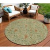 Green Copper And Sage Floral Washable Indoor Outdoor Area Rug - 2 of 4