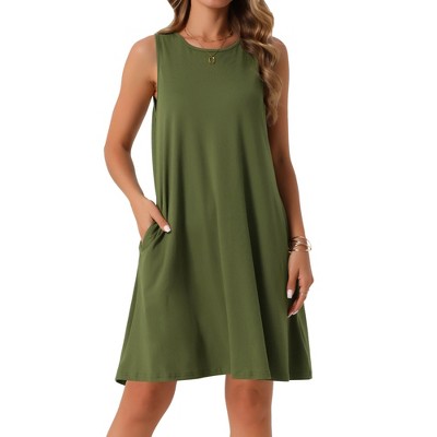 INSPIRE CHIC Women's Tie Dye Tank Beach Casual Sleeveless Loose Tshirt Sundress with Pockets