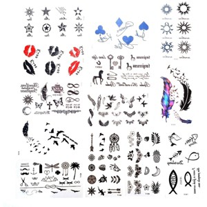 JuzToys 30 Sheet Temporary Tattoos Neck and Wrist Men Women Kids - 1 of 4