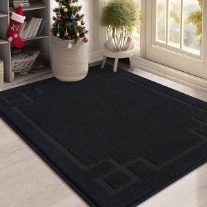 32 inchx 48 inch non - slip door mats indoor entryway rugs washable low - profile absorbent stain resist floor mats black - 1 of 4