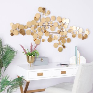 Metal Plate Wall Decor Gold - CosmoLiving by Cosmopolitan: Contemporary Iron Art, 31"x60.5" - 1 of 4