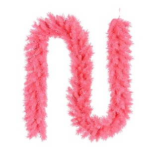 Puleo 9'x10" Artificial Pink Round Valley Pine Garland - 1 of 4