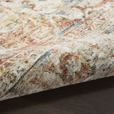 Ivory and Multicolor Synthetic Vintage Medallion Rug 4' x 6'