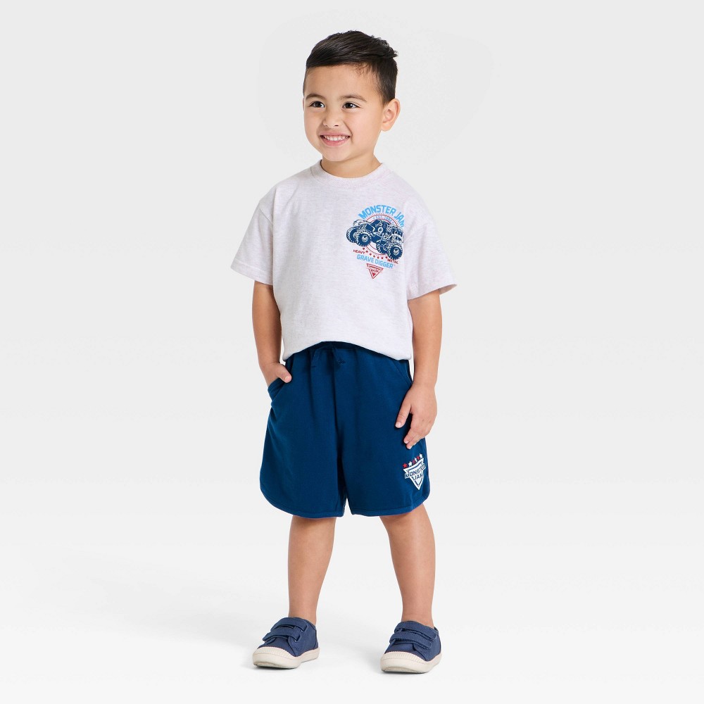Toddler Boys' 2pc Monster Jam 4th of July T-Shirt and Shorts Set - Red/Blue 2T