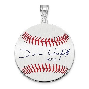 Black Bow Jewelry Sterling Silver Dave Winfield Signature MD Enamel Baseball Pendant - 1 of 4