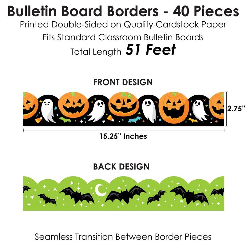 Big Dot of Happiness Spooky Halloween - Scalloped Classroom Decor - Bulletin Board Borders - 51 Feet, 3 of 7