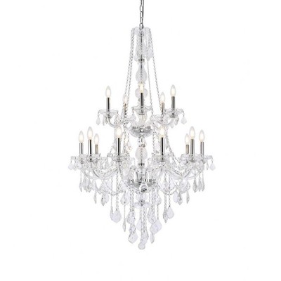 Verona 15-Light Chrome Chandelier with Golden Teak Crystal