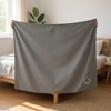 Personalization Mall All About Me Embroidered Initial Fleece Blanket, Grey, 60" x 80" - 3 of 4