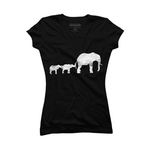 Junior's Design By Humans Animal Lover Gift Africa Safari Animals Family Elephant By lenxeemyeu T-Shirt - 1 of 3