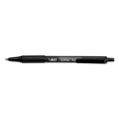 Bic Soft Feel Retractable Ballpoint Pen Black Ink .8mm Fine Dozen SCSF11BK