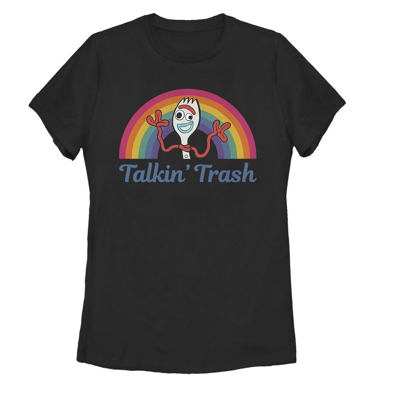 Women's Toy Story Forky Talkin' Trash Rainbow T-Shirt, 1 of 4