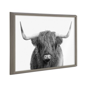 Kate and Laurel Blake Highland Cow Portrait Framed Printed Art by Amy Peterson Art Studio, 18x24, Gray - 1 of 4