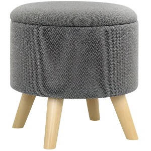 Aghana Digitals Multifunctional Gray Storage Ottoman: Linen Upholstered Footrest with Padded Seat, - 1 of 4