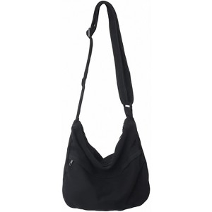 Canvas Messenger Bag Hobo Crossbody Bag for Women Black Shoulder Tote Handbag Vintage Aesthetic Travel Work - 1 of 4