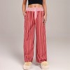 Anna-Kaci Lounge Women's Red Vertical Stripe Wide Leg Pants with Smocked Waistband Contrast Plaid Detail and Relaxed Full-Length Fit - 4 of 4