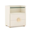 19.68" Modern 2-Drawer Nightstand with Tempered Glass Top & Open Shelf,Bedside Table with Gold Metal Legs, Easy Assembly, End Table for Bedroom - 3 of 4