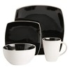 Gibson Soho Lounge Square Glazed Stoneware 16 Piece Dinnerware Set, Black/White - 3 of 4