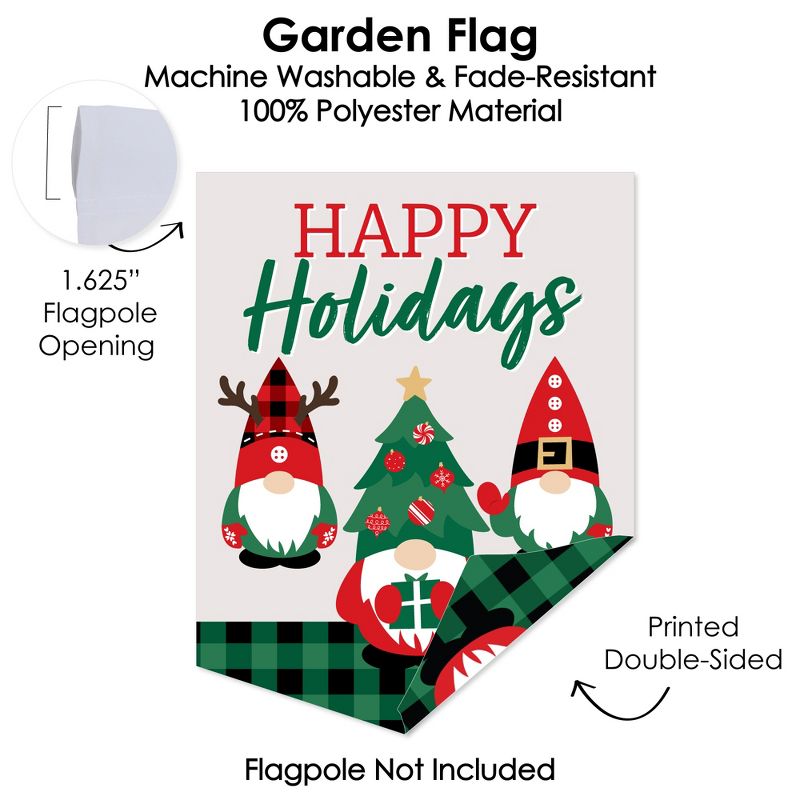 Big Dot of Happiness Red and Green Holiday Gnomes - Outdoor Home Decorations - Double-Sided Christmas Party Garden Flag - 12 x 15.25 inches, 3 of 9