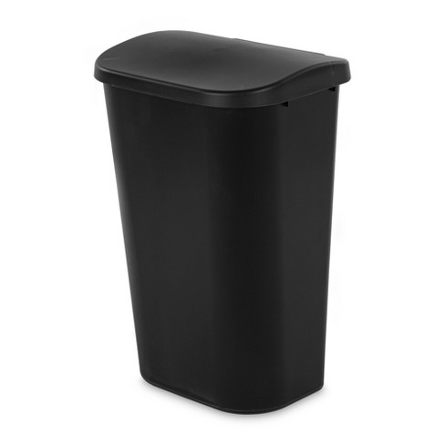 Sterilite 11.3 Gallon D Shape Flat Side Lift Top Lid Wastebasket Trash Can  For Kitchen, Home Office, And Garage, Or Workspace, Black (6 Pack) : Target