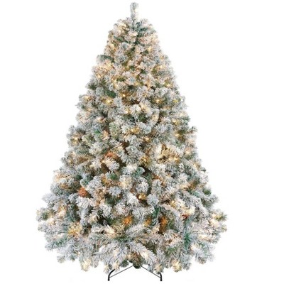 PVC PVC Flocked Artificial Christmas Tree with 150 Low-Voltage 5MM LED Warm White Lights - Festive Essential