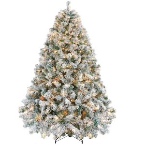 PVC Flocked Artificial Christmas Tree with 150 Low-Voltage 5MM LED Warm White Lights - Festive Essential - 1 of 1