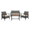 4-Piece Woven Back Conversation Set, Charcoal–Teamson Home : Steel Frame & Wood Armrests - 4 of 4
