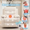 Oversized Manual Reclining Rocking Chair, 360 Swivel Glider with Cup Holder, Massage and Heat - 3 of 4