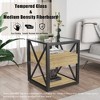 Lyngins 3-Tier Side Table with Drawer – Tempered Glass Top, Metal X-Frame, End Table for Living Room, Nightstand with Vintage Industrial Charm - 3 of 4