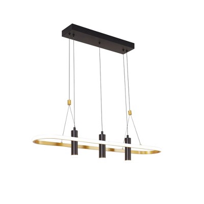 DOMETOUR Javeriah 4 - Light Black/Gold Dimmable LED Pendant Light[No Bulb]