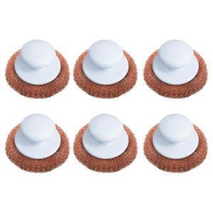 Copper Mesh Scouring Pad w/ Comfort Knob by LOLA, Heavy Duty Cleaning Pads, Knitted Wire Mesh, Cleans Caked-On & Baked-On Messes - 6 Pack - 1 of 4