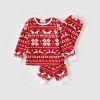 PATPAT Christmas Family Matching Long-sleeve Allover Deer & Snowflake Print Red Thickened Pajamas Sets - 2 of 4