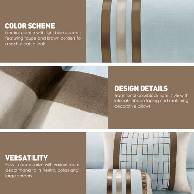 Madison Park 7Pcs Hotel Collection Comforter Set, All Season Down Alternative Luxury Bedding with Matching Shams, Decorative Pillows, Blue, Cal King — фото 4