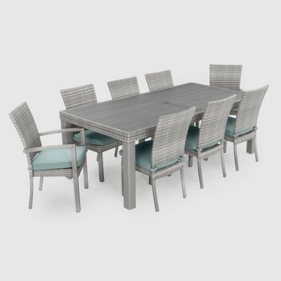 Cannes 9pc Dining Seating Set in Spa Blue - RST Brands