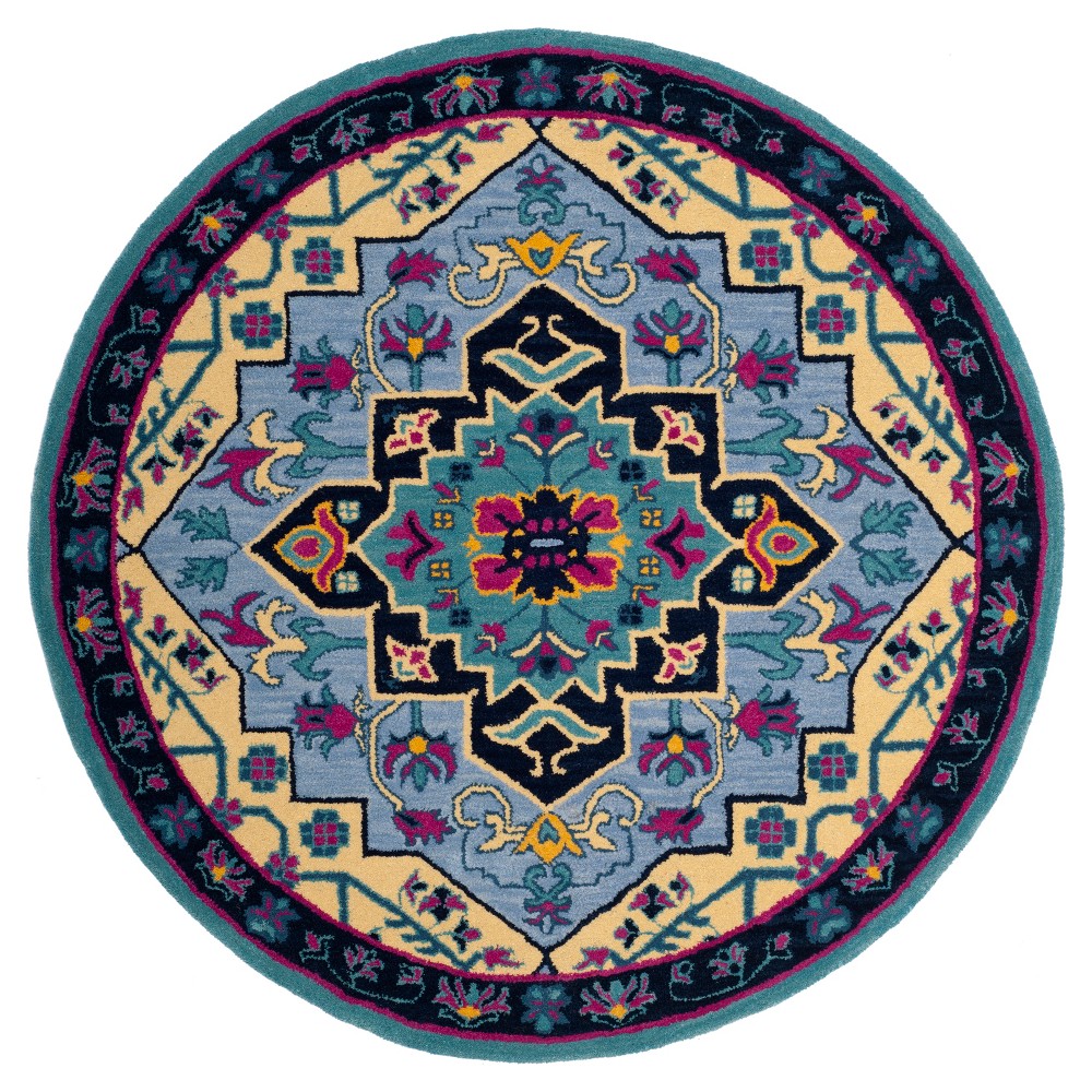 Light Floral Tufted Round Area Rug 5'