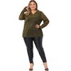 Agnes Orinda Women's Plus Size Christmas Rhinestone Glitter Sheer Long Sleeve V Neck Blouses - 3 of 4