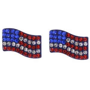 Alilang Patriotic American Flag Stud Earrings with Red, White, and Blue Crystal Rhinestones - 1 of 4