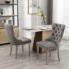 Velvet Dining Chair Set of 2,Upholstered Dining Chairs with Nailhead Trim for Dining Room,High Backrest Armless Kitchen Chairs-Koiai - 2 of 4