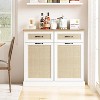 homfan Double Tilt Out Trash Cabinet, Rattan Trash Can Cabinet with 20 Gallon Storage - 3 of 4