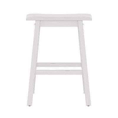 Sea White 24" Backless Saddle Wood Counter Stool