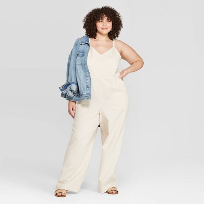 plus size cream jumpsuit