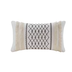 Bea Cotton with Tassels Oversize Lumbar Throw Pillow Ivory