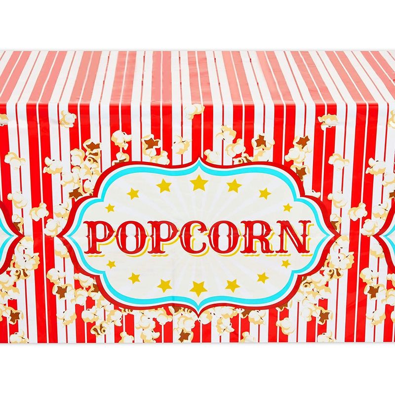 Blue Panda 3 Pack Popcorn Tablecloths for Movie Night, Carnival Party Supplies (54 x 108 in), 4 of 7